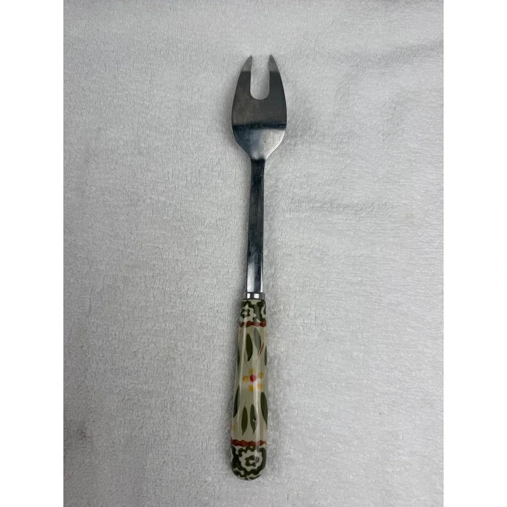 Temp-tations Old World Green Meat Serving Fork Stainless Steel Ceramic Handle